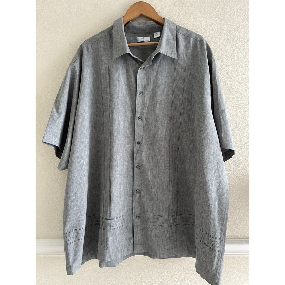 Cafe Luna Solid Light Gray Button Up Shirt Men's Size 3XL Preppy Casual Vacation